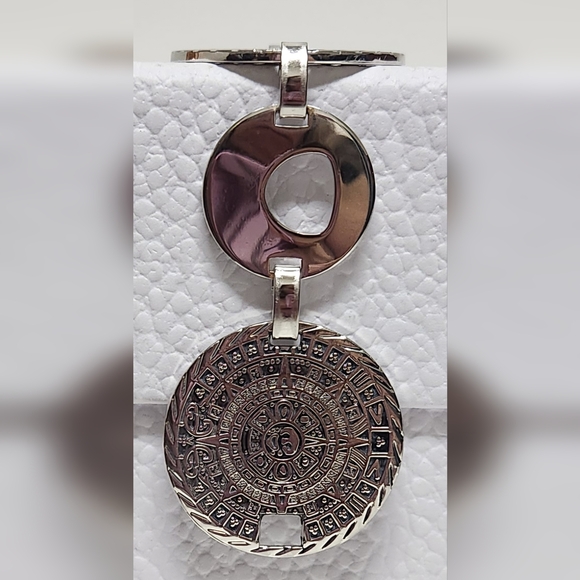 Aztec Calendar Silver Disc Bracelet VINTAGE - Picture 6 of 16